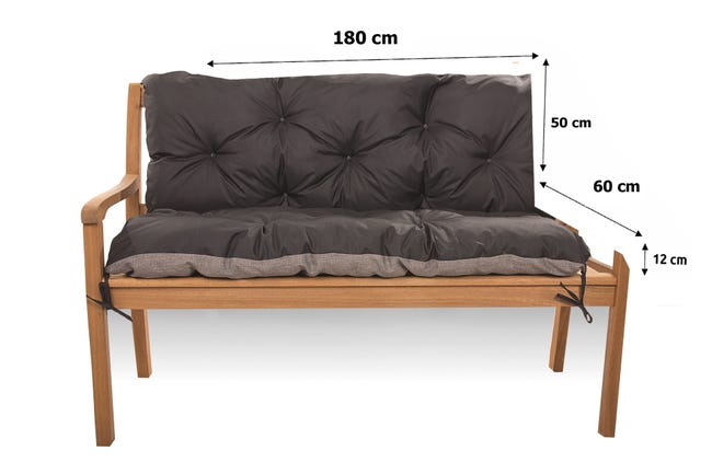 Cuscino Per Panca Da Giardino 140x35x3 Cm - Grigio, In Lino, Con Fondo Antiscivolo E Memory Foam - Foto 10