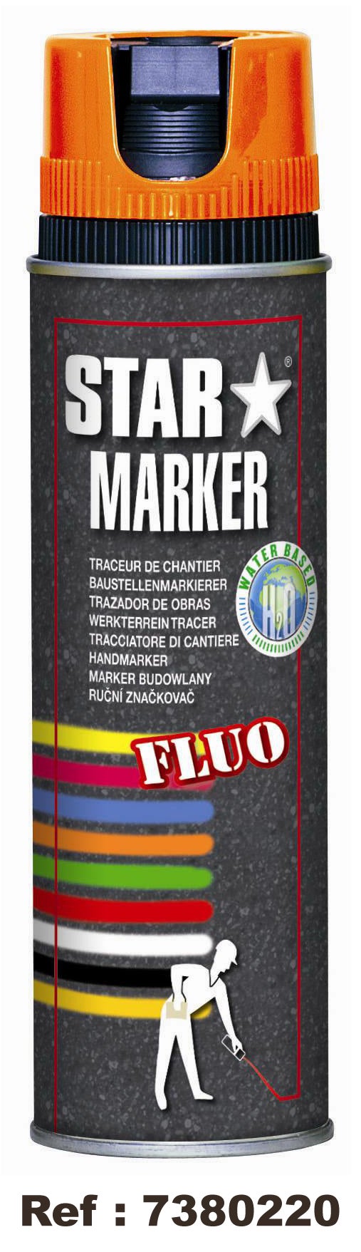 Peinture de marquage temporaire Orange fluo 500 mL