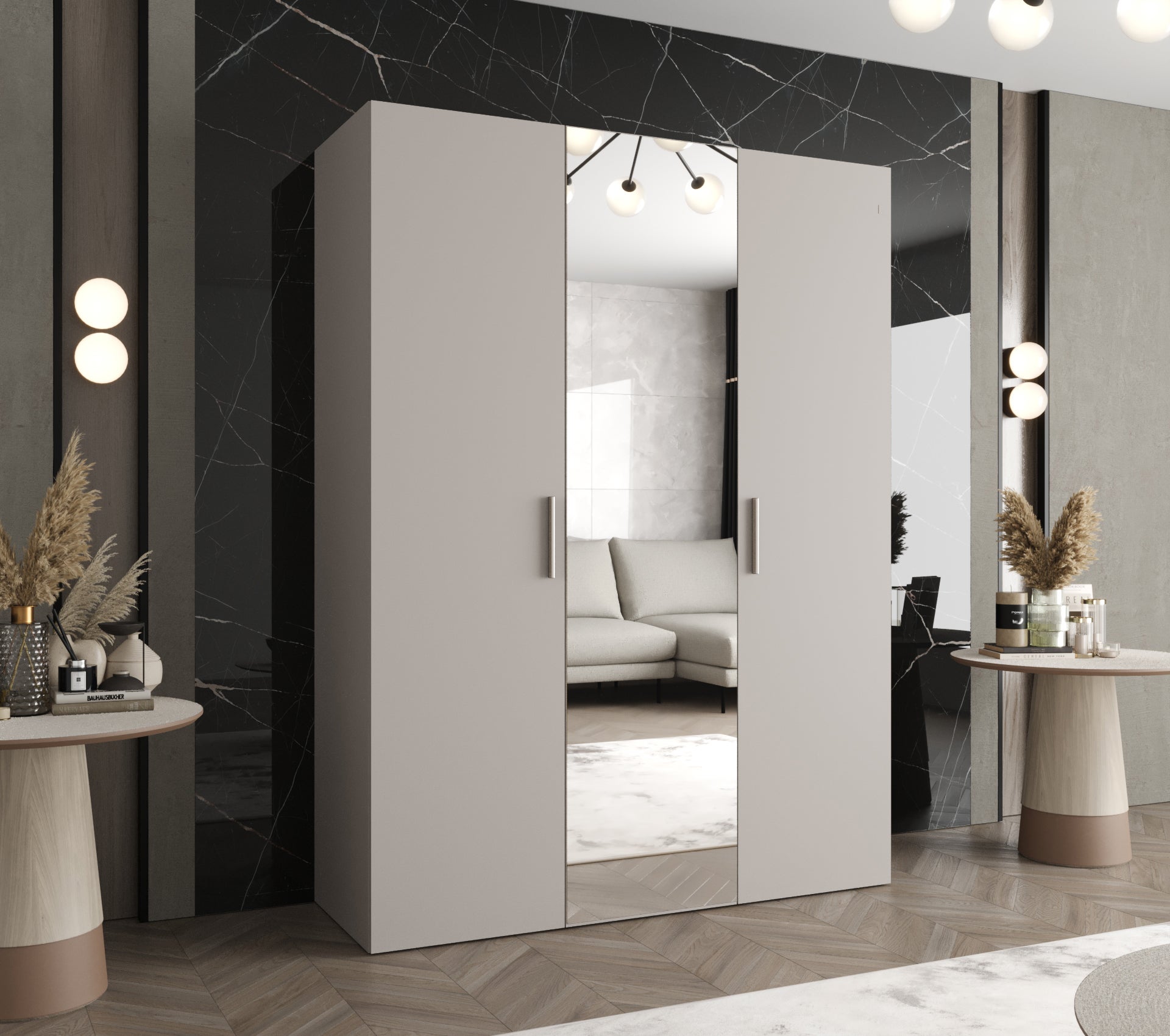 Szafa uchylna otwierana Bari 2 150 x 52 x 202 cm kaszmir + u. srebrny Abiks Meble - 2