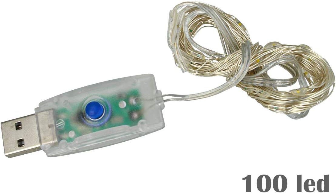 Wielokolorowy łańcuch świetlny LED RGB, 100 diod LED, 10 metrów, z miedzianym kablem USB 5 V, wodoodporny IP67, 8 trybów oświetlenia, idealny na impr