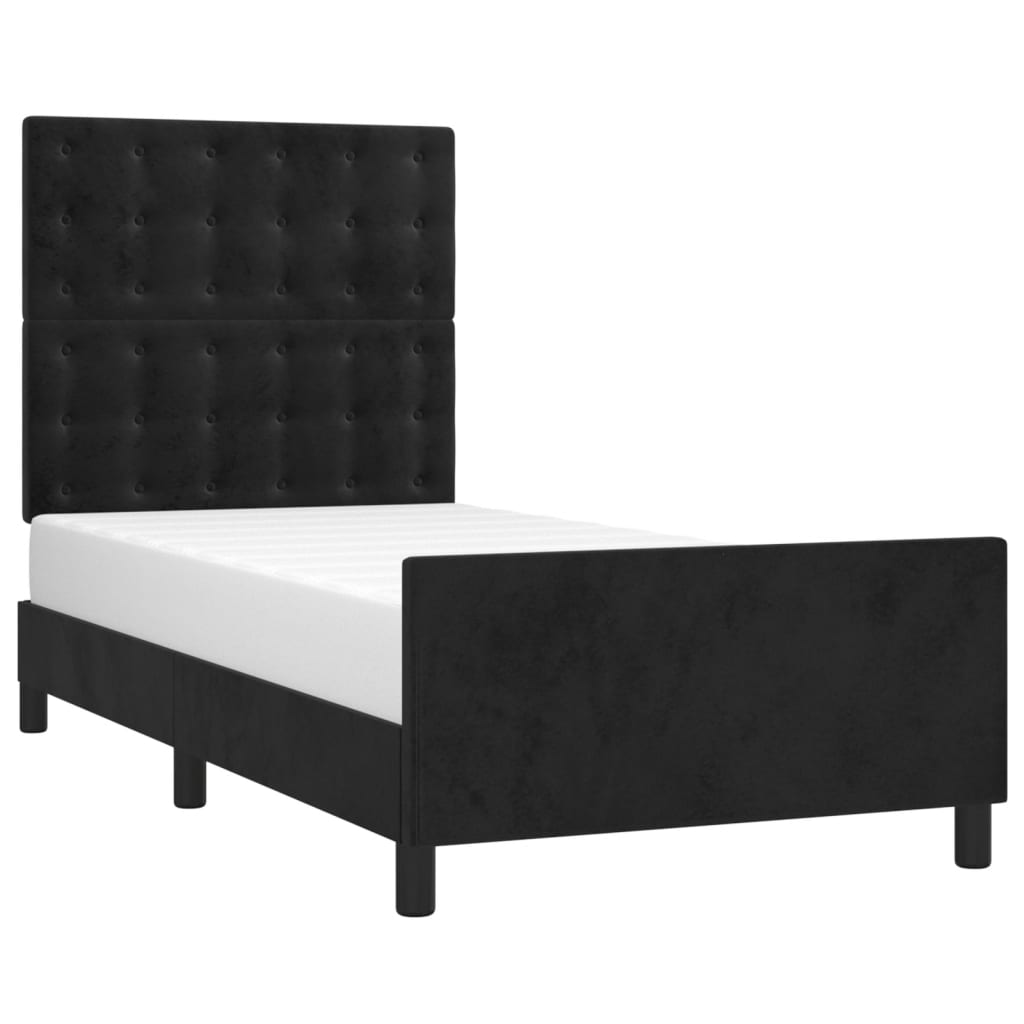 Cadre de lit sans matelas noir 100 x 200 cm en velours - 3