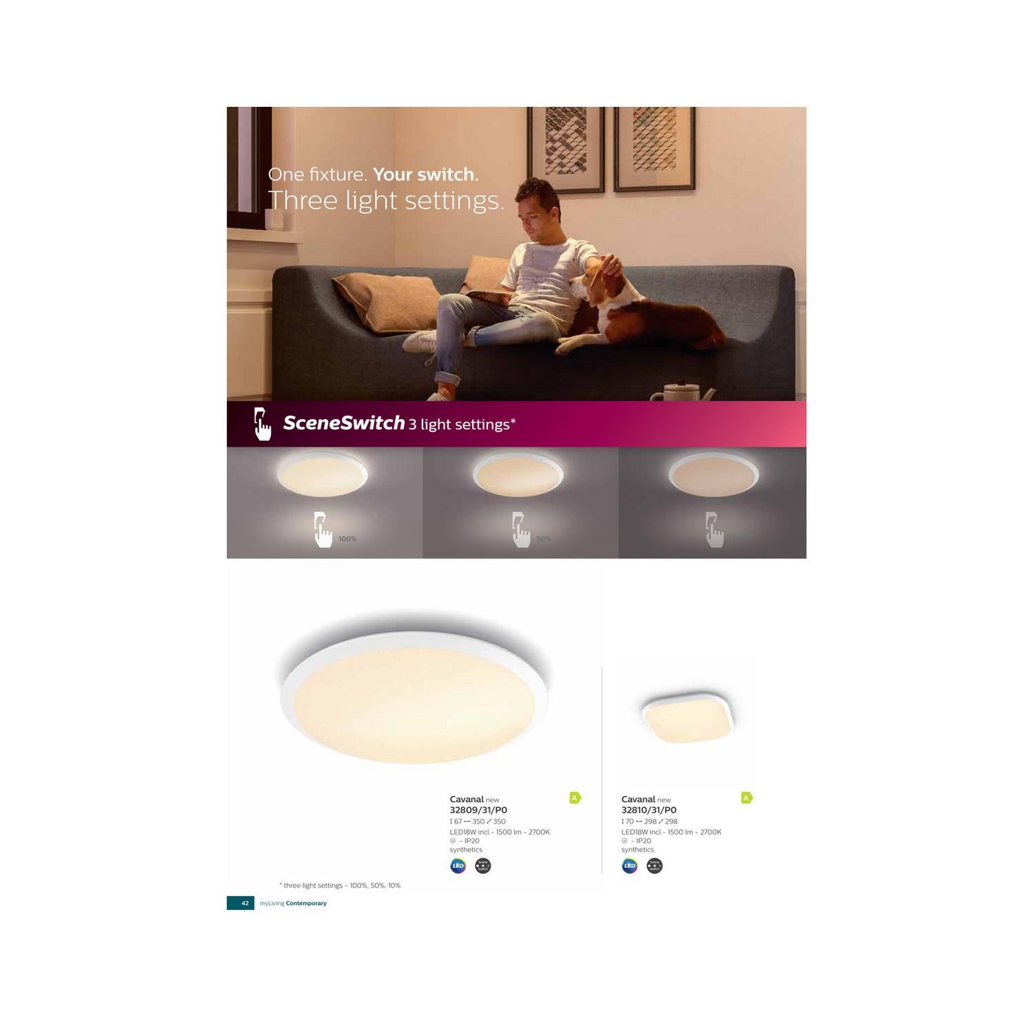 Plafón LED Regulável 18W PHILIPS SuperSlim Blanc Chaud 2700K - 2