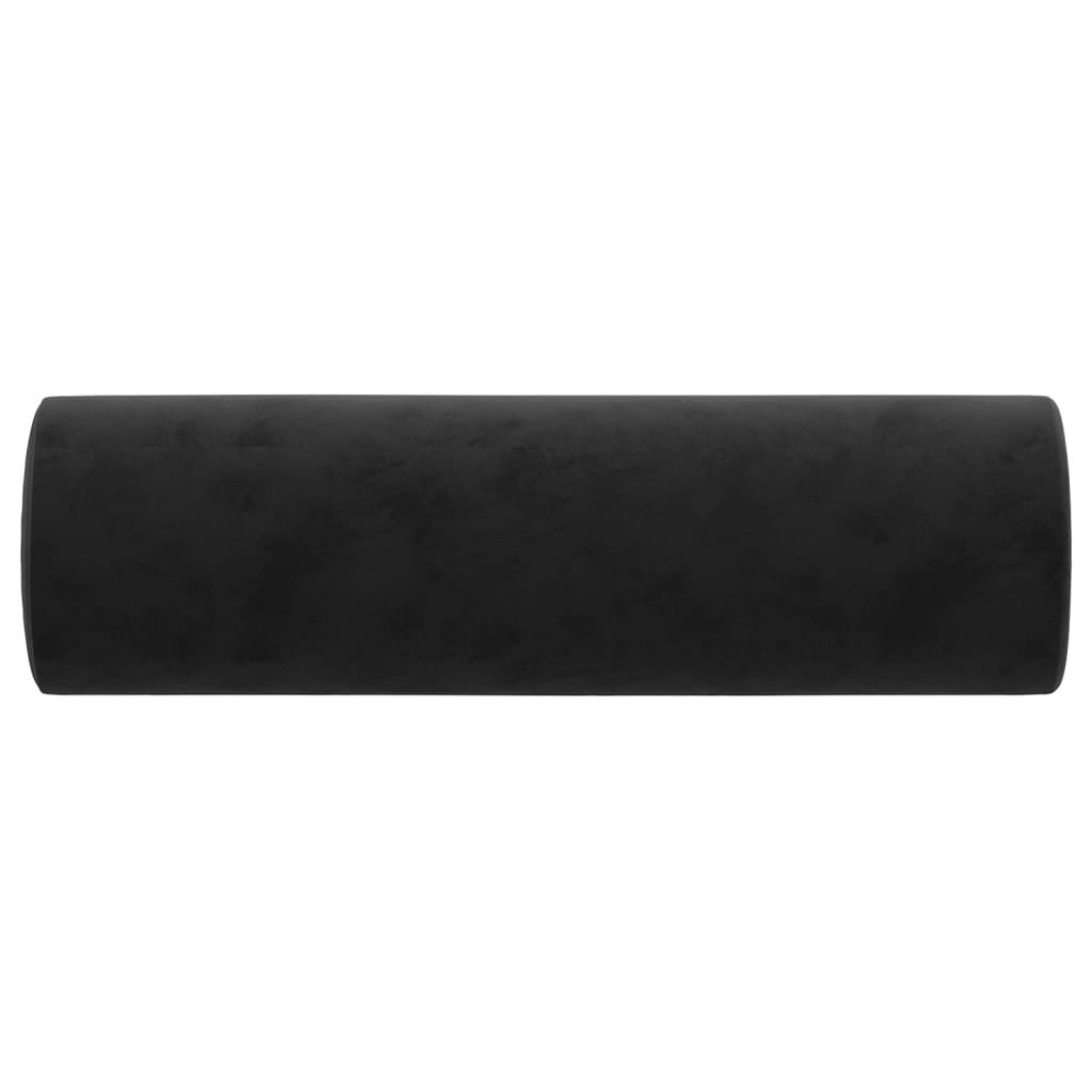 Maison Exclusive - Cuscini Decorativi 2 pz Nero Ø15x50 cm in Velluto - 4