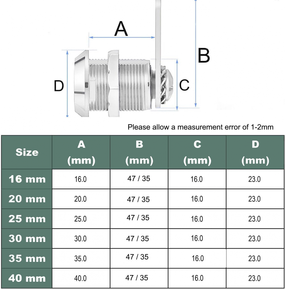Serrure de boîte aux lettres, serrure de sécurité avec clé assortie, serrure à came en métal argenté, 25 mm - 4
