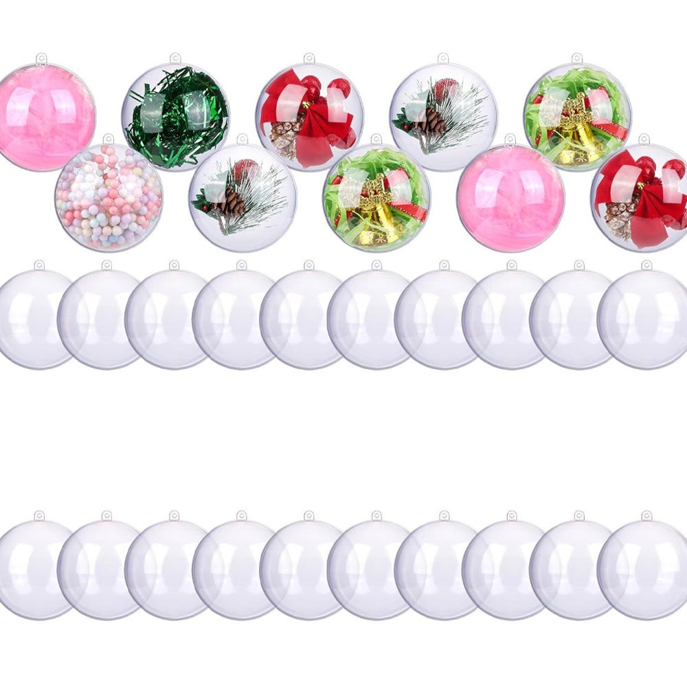 Bolas transparentes para enfeites, pacote com 20 unidades, 80 mm (3,15 pol.) para Natal, feriados, casamentos, festas e decoração de casa - 2