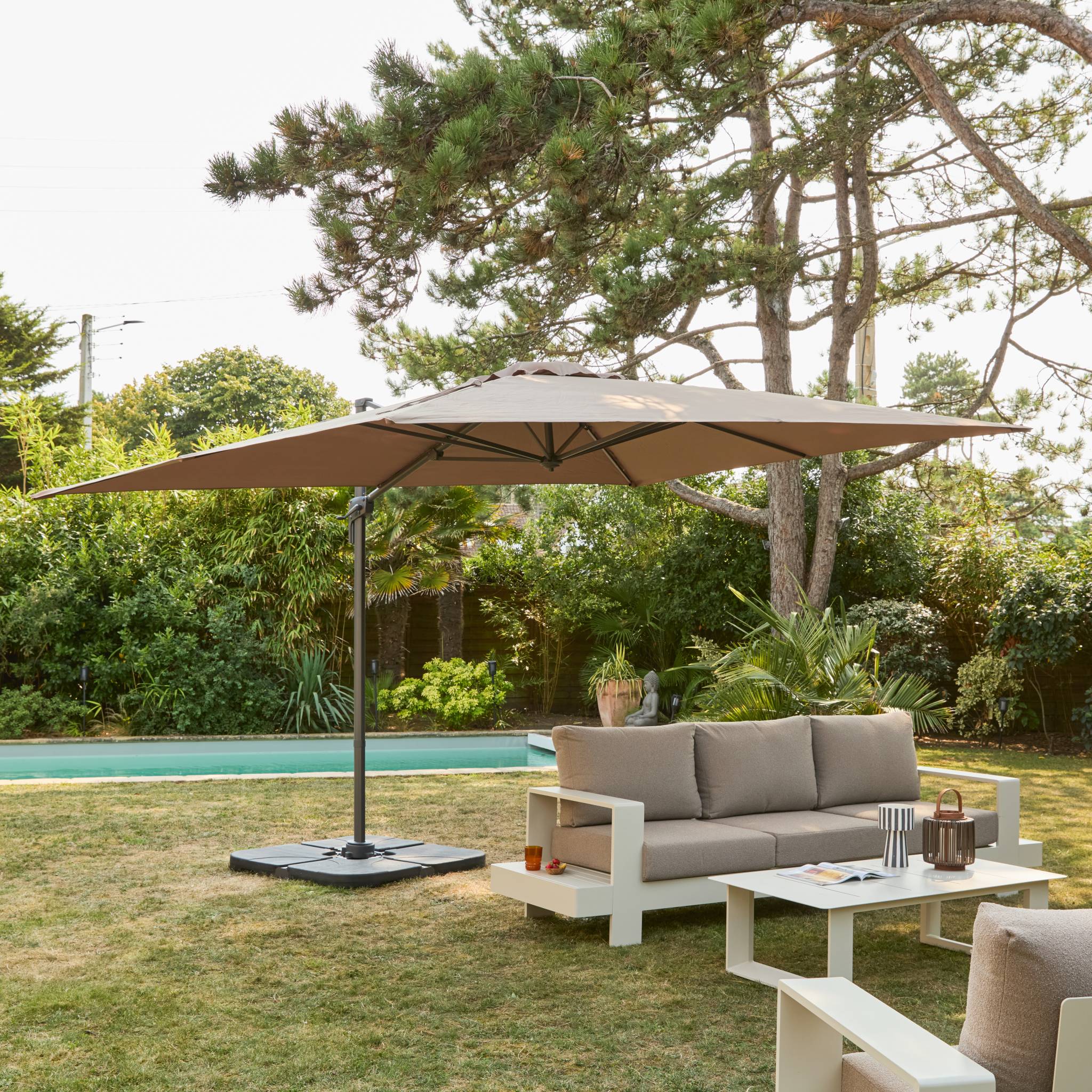 Parasol déporté rectangulaire 3x4m – Antibes – beige – parasol déporté. inclinable. rabattable et rotatif à 360° - 4
