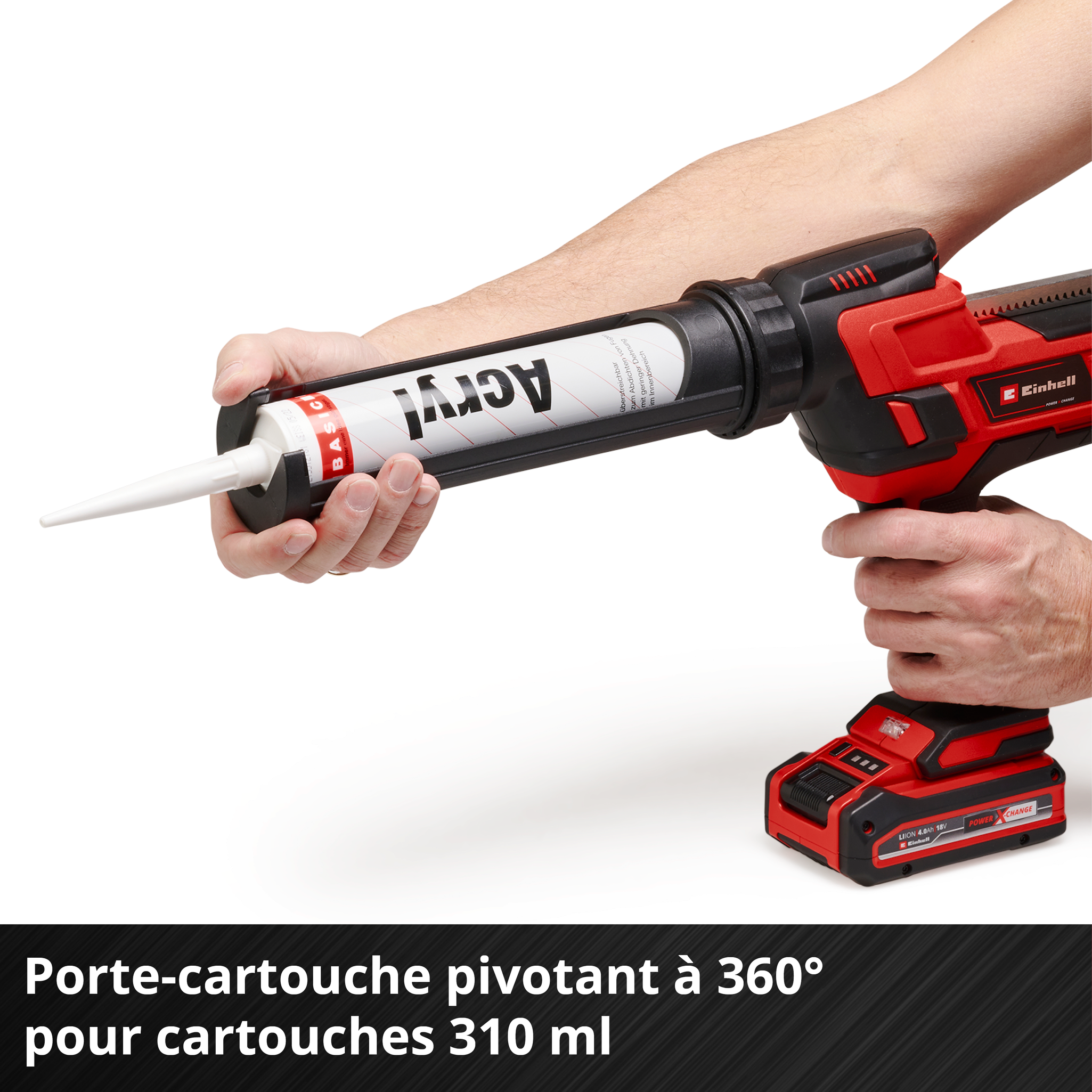 Einhell Pistolet à sceller sans fil TE-SG 18/10 Li-Solo PXC (18V, pour cartouches 310 ml) Livré sans Batterie ni Chargeur - 3
