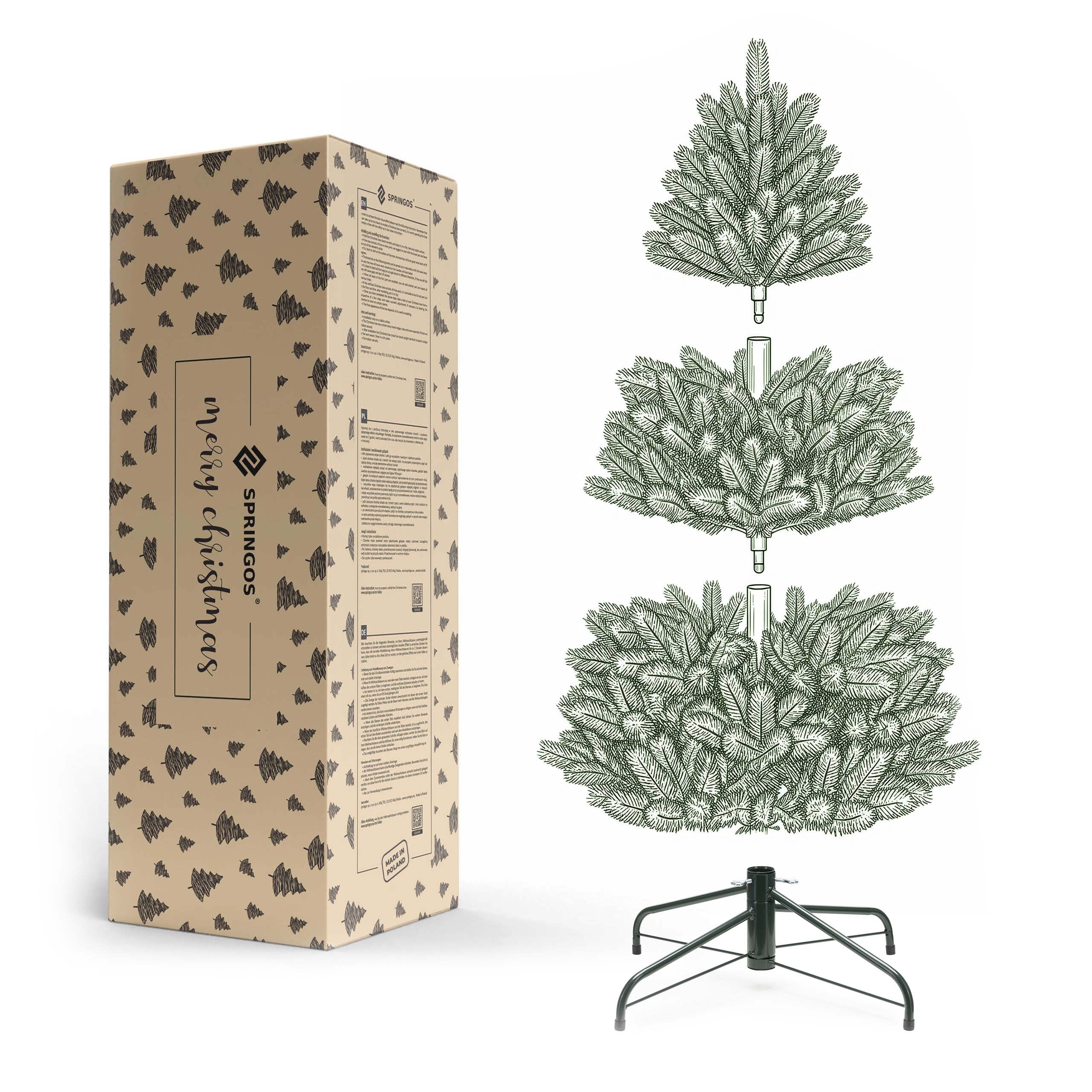Arbre de Noël artificiel Springos, pin Diamant, 250 cm, PVC, effet ...
