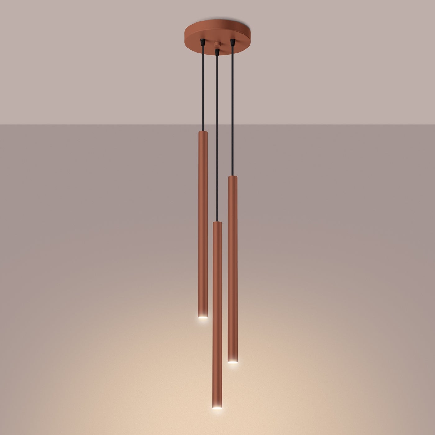 Lampa wisząca BRILL 3P ochra czerwona LED 3000K - 19.5x19.5x104cm Sollux