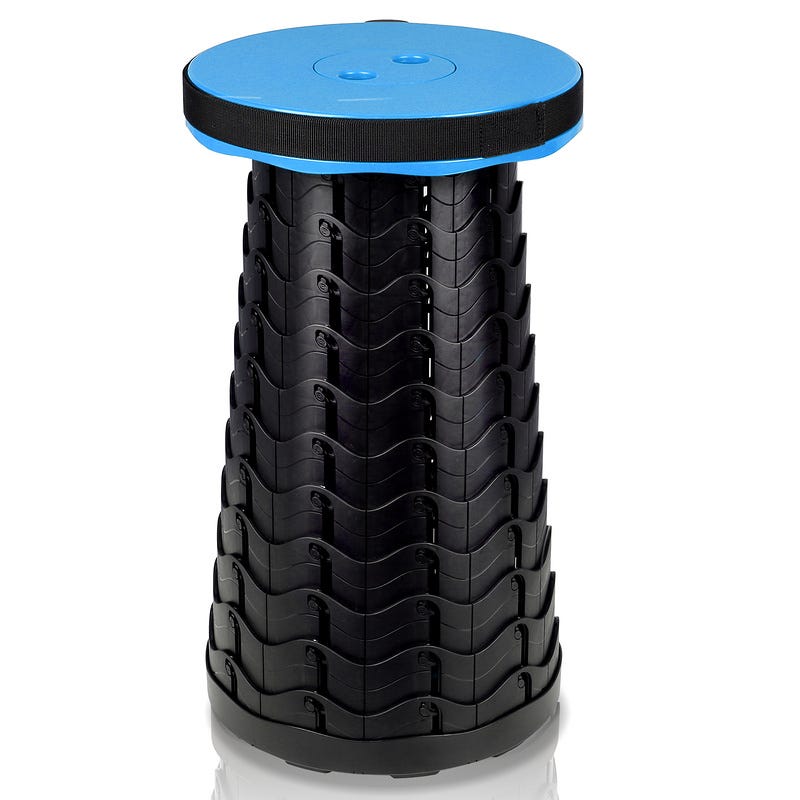 Sgabello Pieghevole Portatile Telescopico - Capacità 600kg, Leggero 1150g, Regolabile In Altezza - Per Campeggio, Pesca, Giardinaggio, Barbecue
