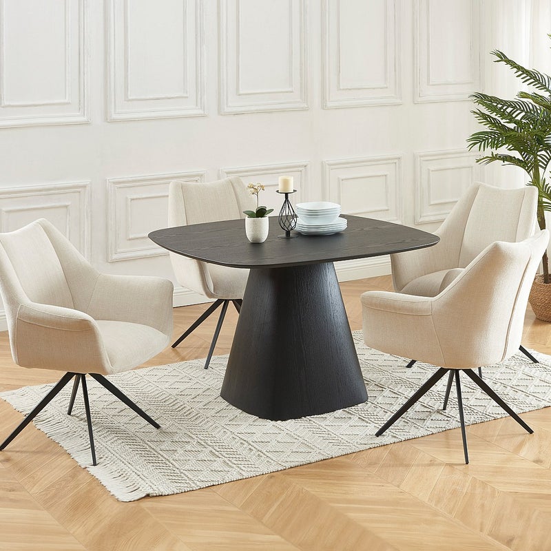 Zestaw 2 krzeseł z podłokietnikami z tkaniny i czarnego metalu - Beżowy - KARDESA marki Maison Céphy