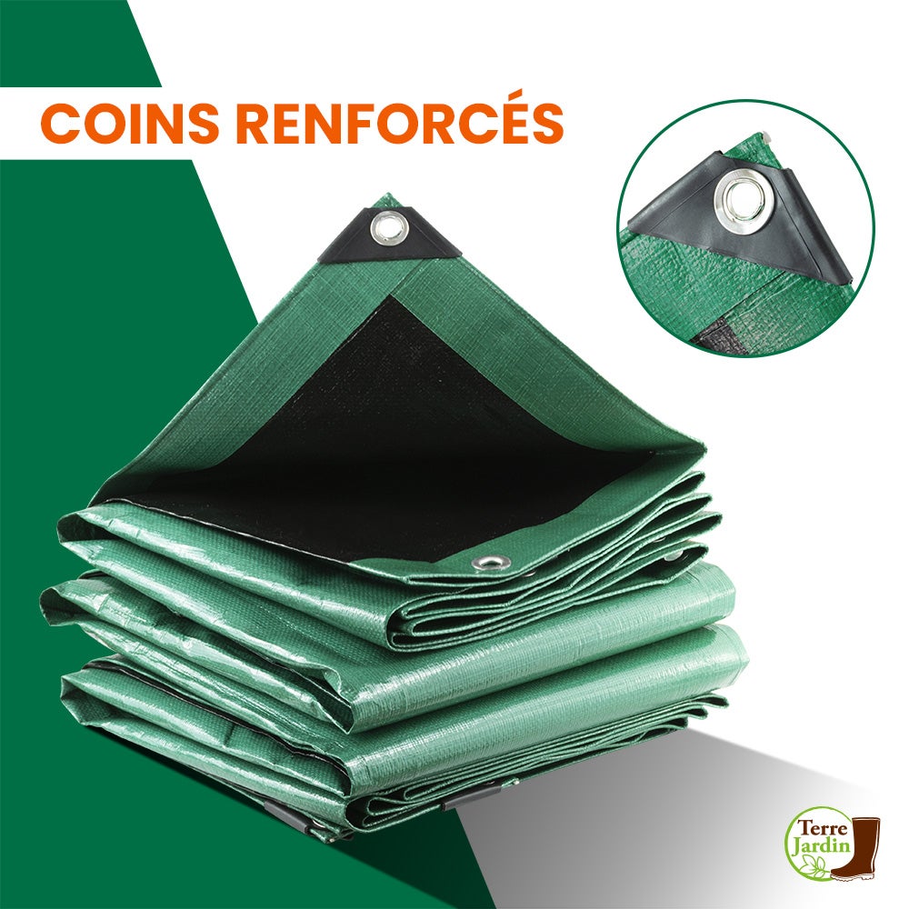 Bâche à Bûches Professionnelle 240g/m² - Ultra-Résistante pour Bois et Matériaux - 1.5 x 6 - Vert - 5