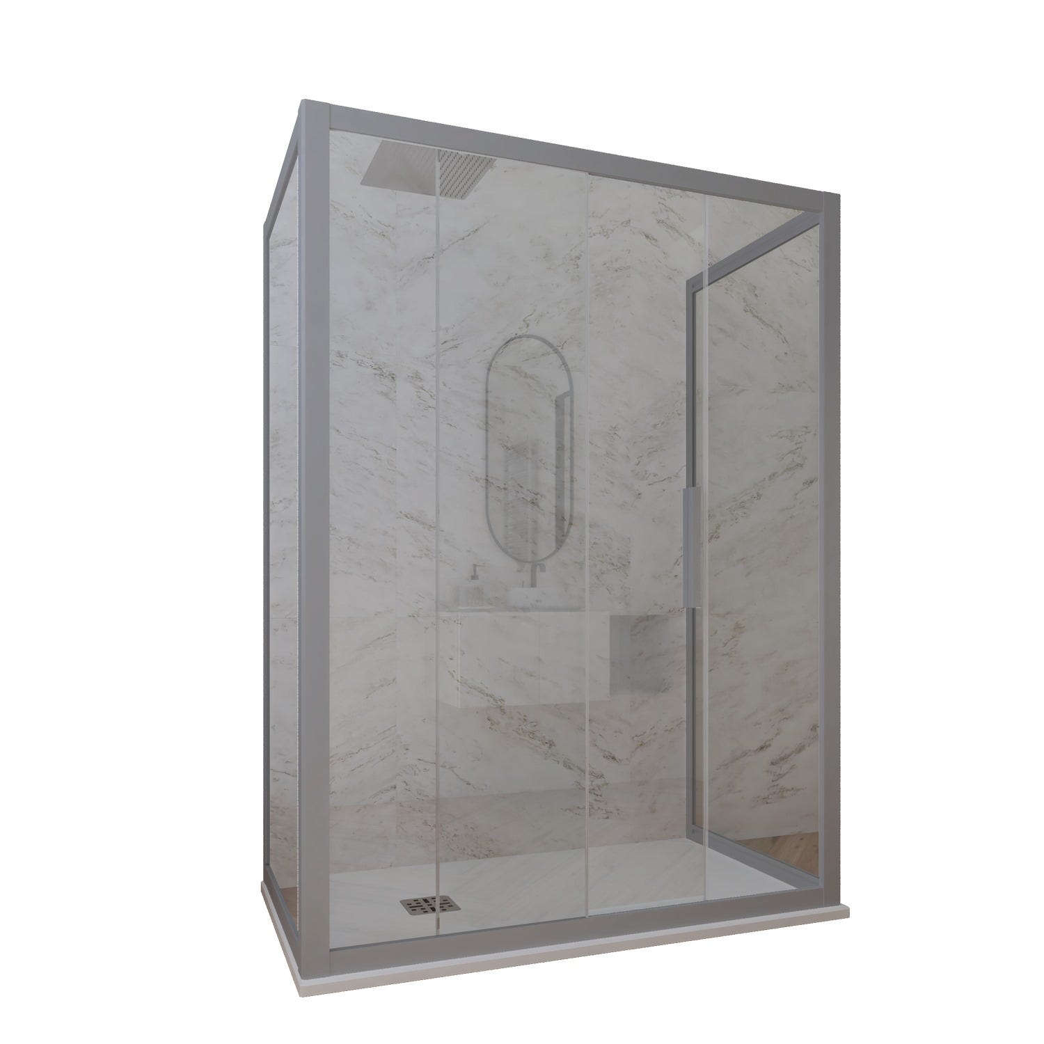 Cabine Paroi De Douche D'angle 2+2 ALLSTONE BASIC, Sans Profil Inferieur 80x70 Cm Verre Transparent Profil Combi 87481346 Cabine Paroi De Douche D'angle 2+2 ALLSTONE BASIC, Sans Profil Inferieur 80x70 Cm Verre Transparent Profil Combi 87481346