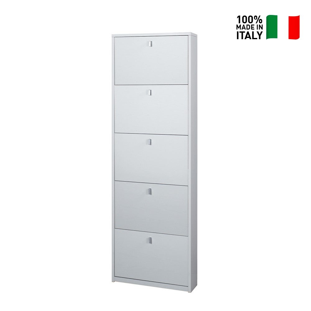 Armoire à chaussures d'entrée au design moderne et épuré 5 portes 12 paires de chaussures Lita - 7