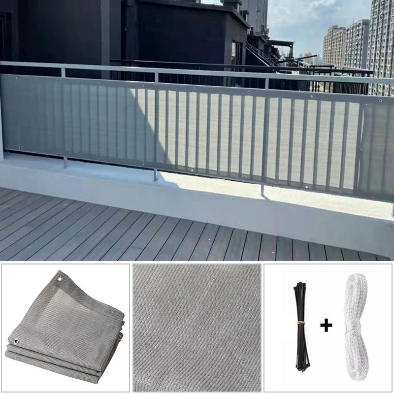 Ekran prywatności na balkon Odporna na rozdarcie siatka ogrodzeniowa HDPE jasnoszara osłona roślinna
