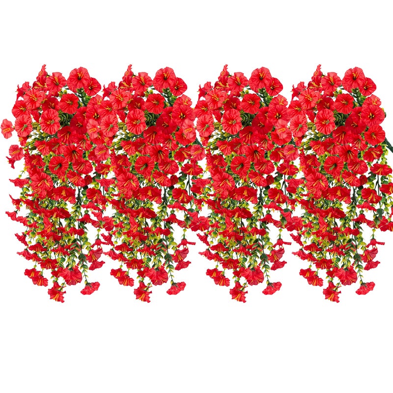 Lot De 4 Fleurs Artificielles Suspendues Pour L'extérieur, Fausses