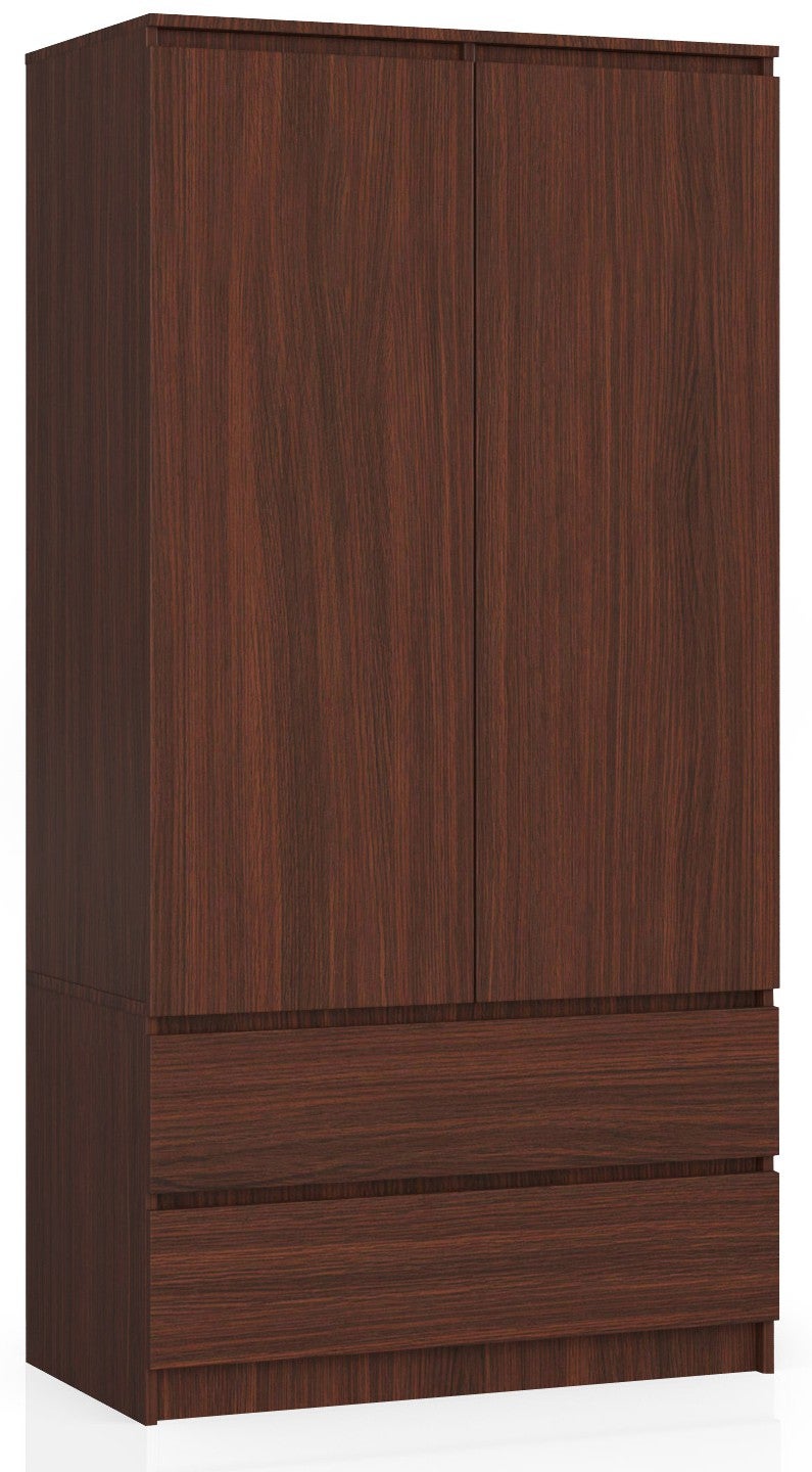Szafa AKORD S90 Wenge 90 cm 2 drzwi 2 szuflady kolor Wenge mat 4 półki 90x51x180 cm