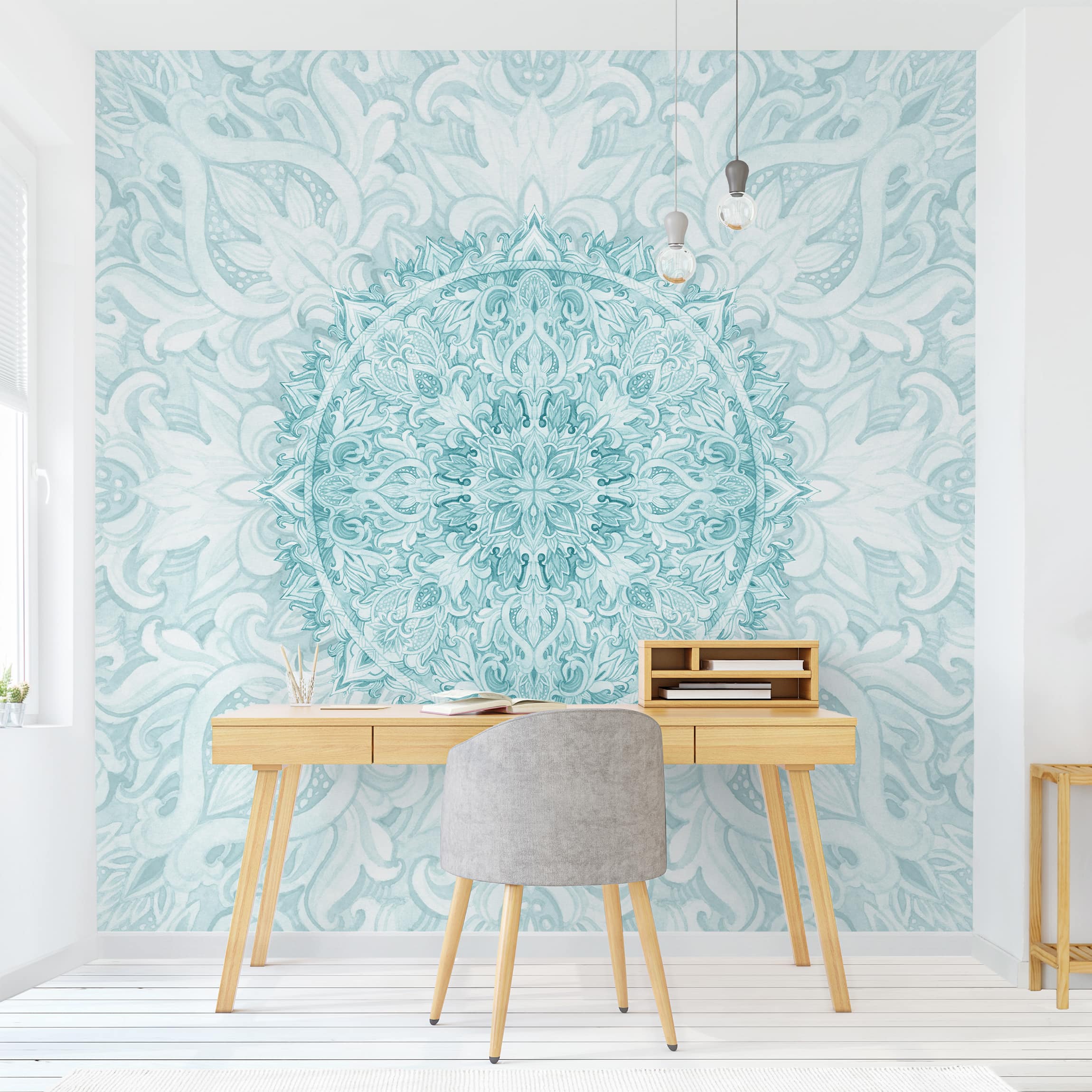 Papel pintado estampado acuarela arte motivos zen mandala 220 - salón dormitorio cocina pasillo - tnt 192 x 192 cm adhesivo