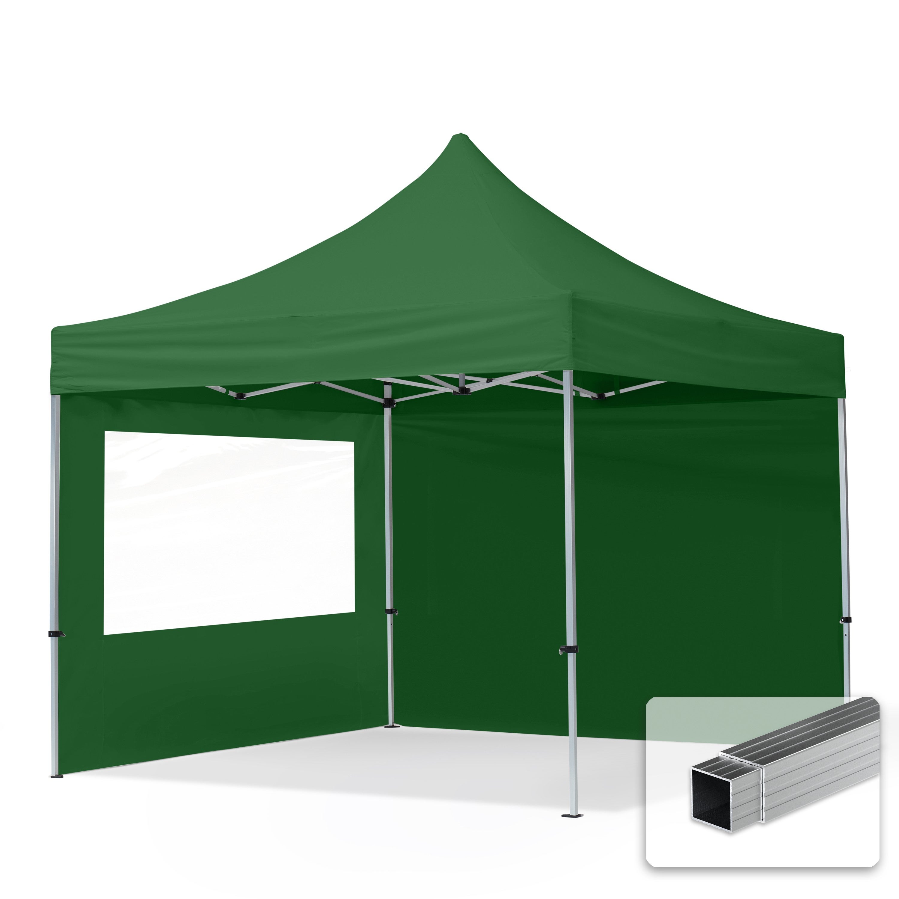 3x3 m Namiot Ekspresowy, ECONOMY Alu 32mm, ze ścianami bocznymi, okna panoramiczne, ciemnozielony