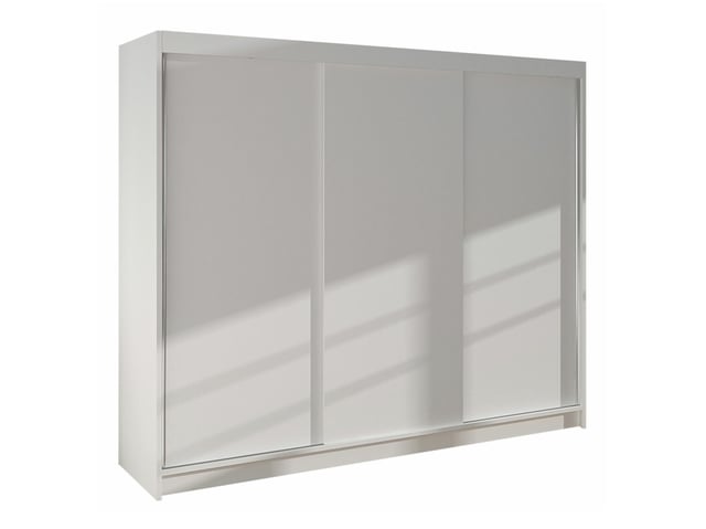 Armadio Closico 159, Bianco, 215x200x58cm, Porte armadi: Scorrevoli, Numero di ripiani: 9.00