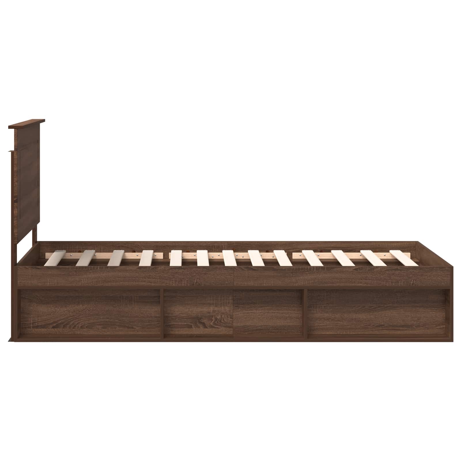 Cadre de lit chêne brun 75 x 190 cm bois de pin massif - 8