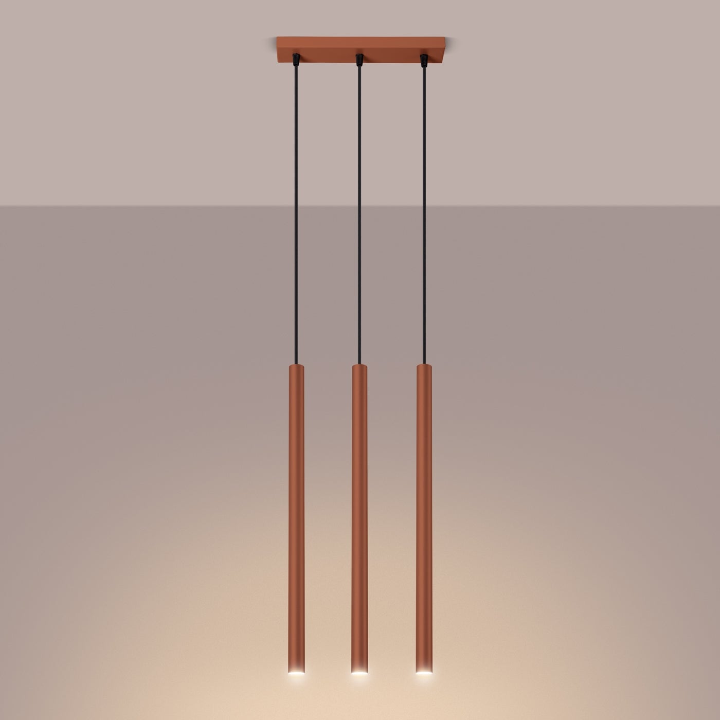 Lampa wisząca BRILL 3 ochra czerwona LED 3000K - 30x5x94cm Sollux