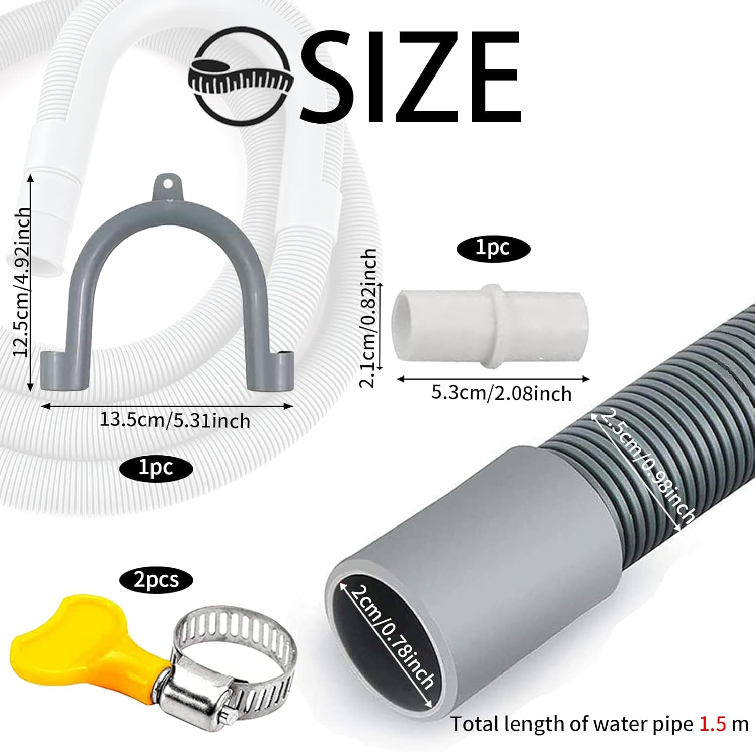 TUBO SCARICO ACQUA Lavatrice Lavastoviglie Prolunga Flessibile 3,0 mt Antipiega EUR 13,99