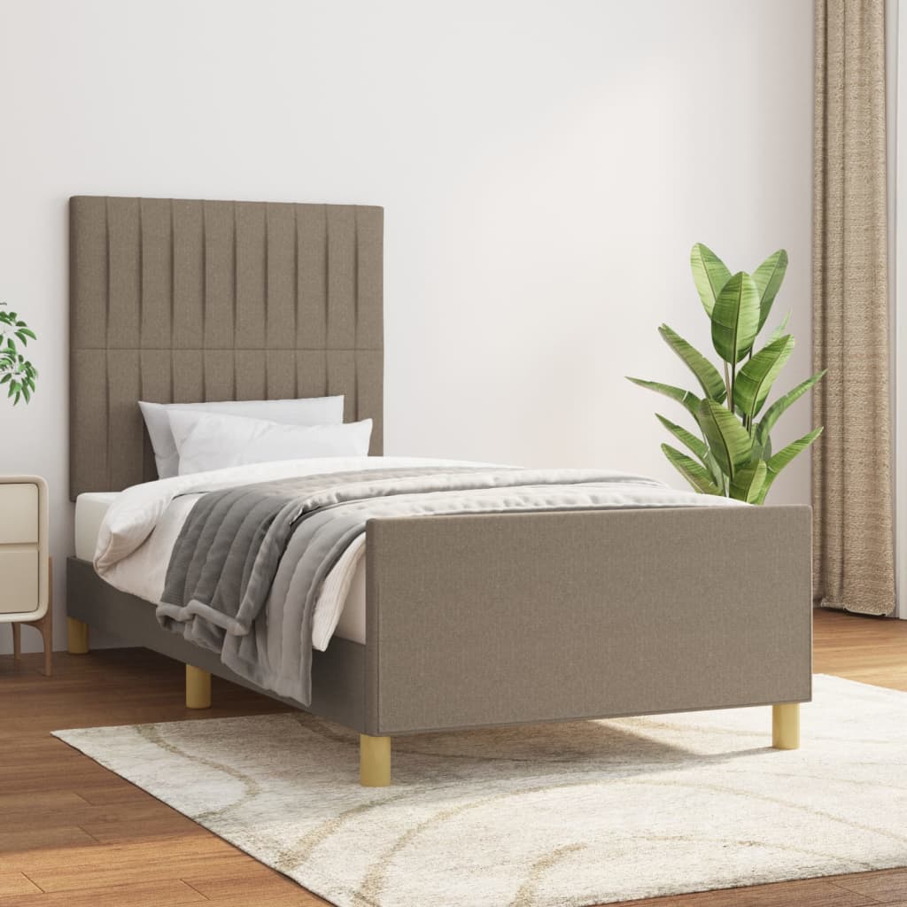 Rama łóżka bez materaca Taupe 90x190 cm Tkanina vidaXL