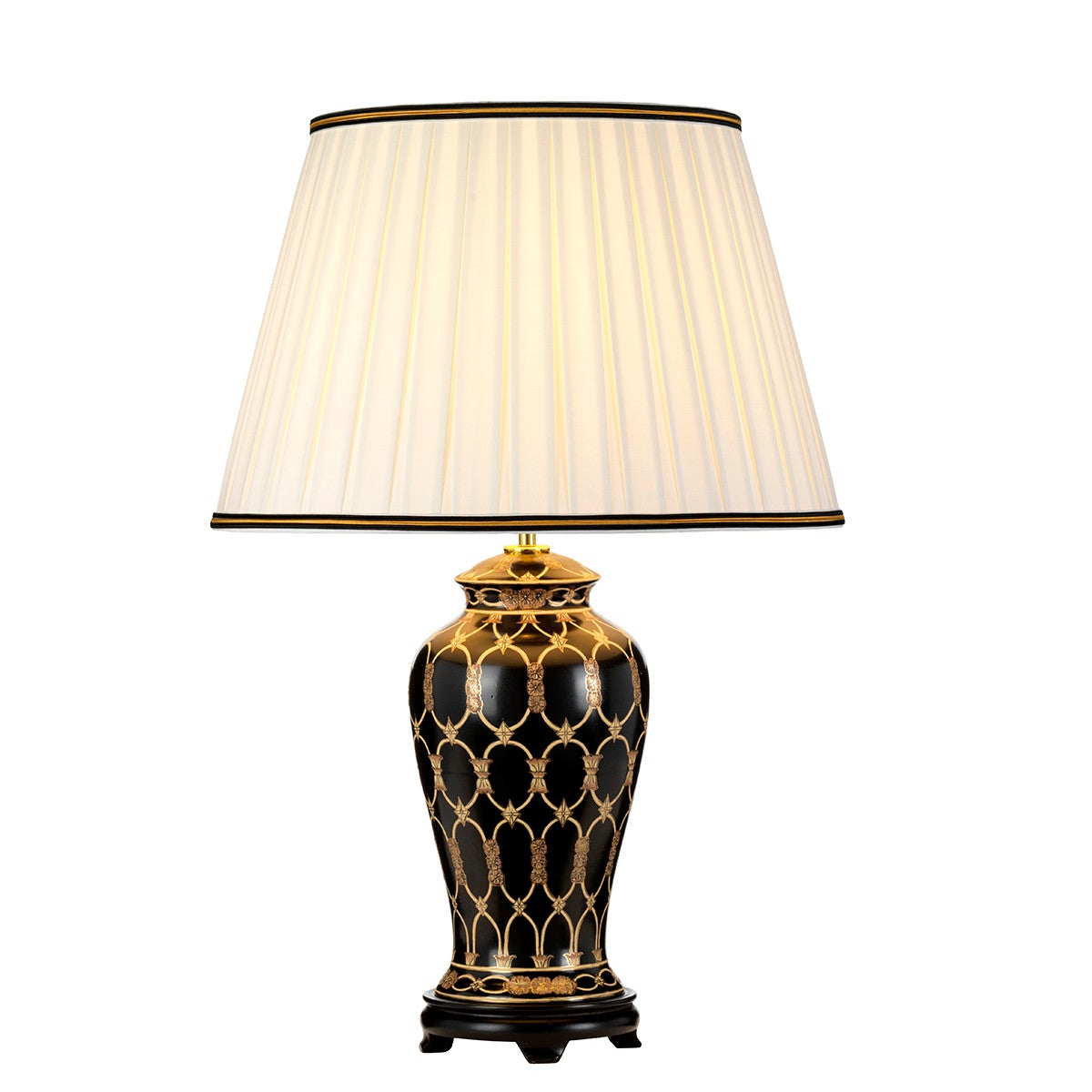 Lampa stołowa Taipei czarno-złoto-kremowa 1xE27x60W Designer's Lightbox