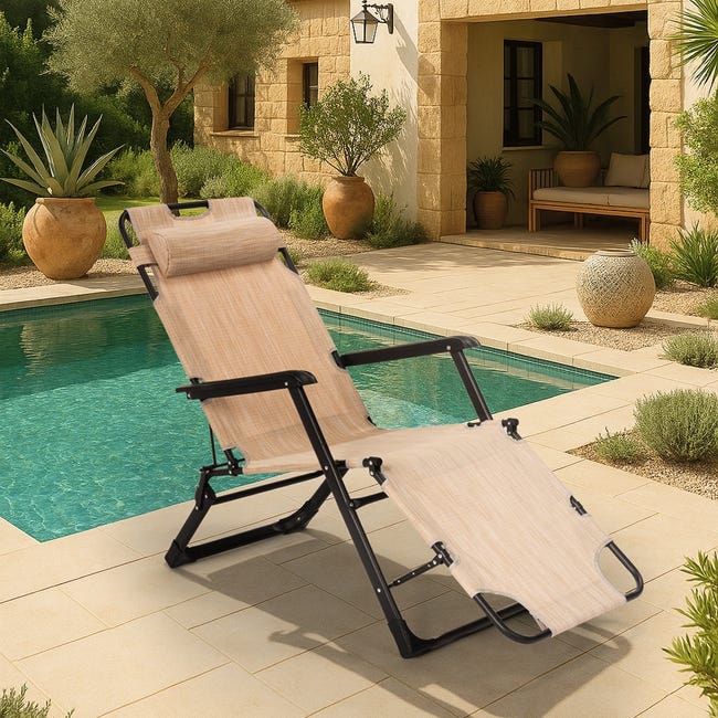 Sedie sdraio spiaggia giardino pieghevole multiposizione Emily