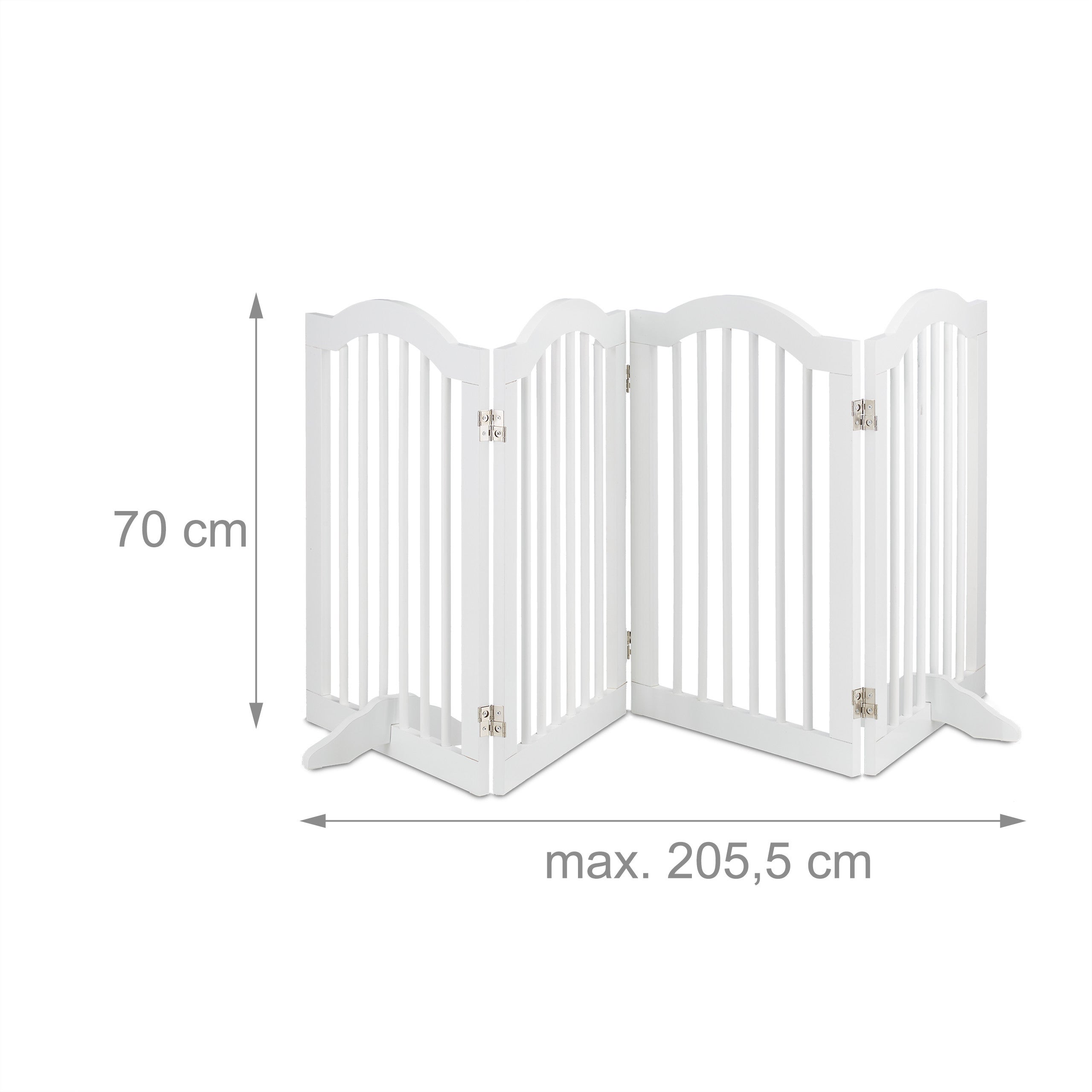 Barrière de Sécurité Non Fixe, Pliable, avec Pieds, H x L : 70 x 205,5 cm, pour Chiens, Blanche, Relaxdays - 4