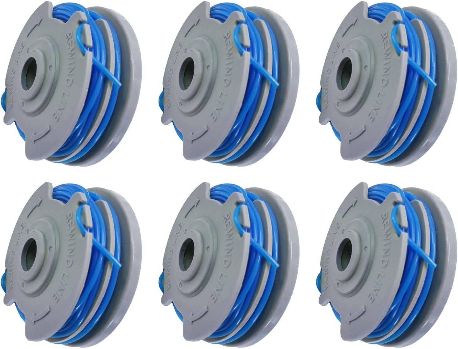 Opakowanie 6 szpul zapasowych do kosiarki Flymo Contour 500 XT/FLY289, szpule nylonowe, automatyczne podawanie żyłki, wydajne cięcie