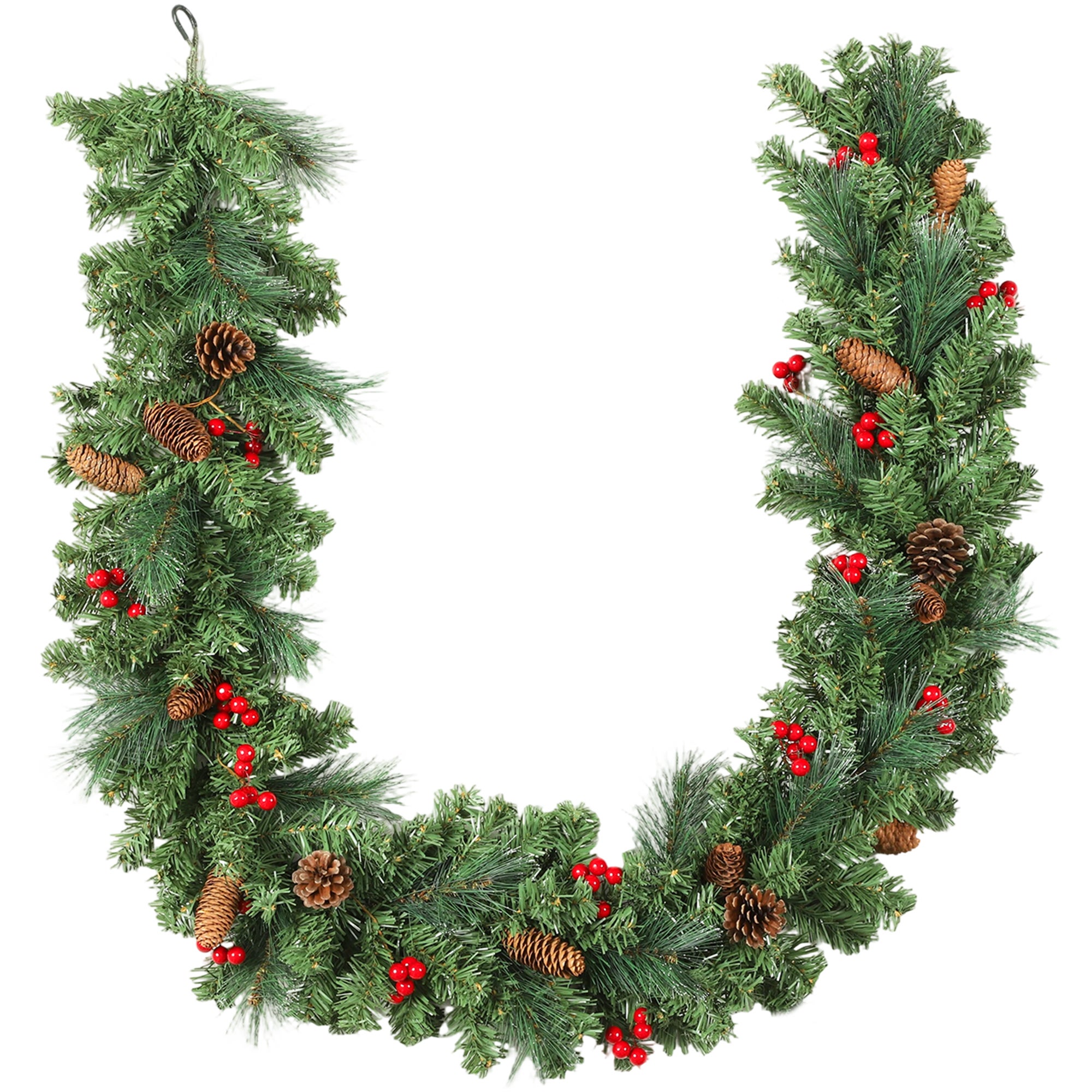 Guirlande De Noël Artificielle 180cm HOMCOM - 162 Branches, Pommes De Pin, Baies