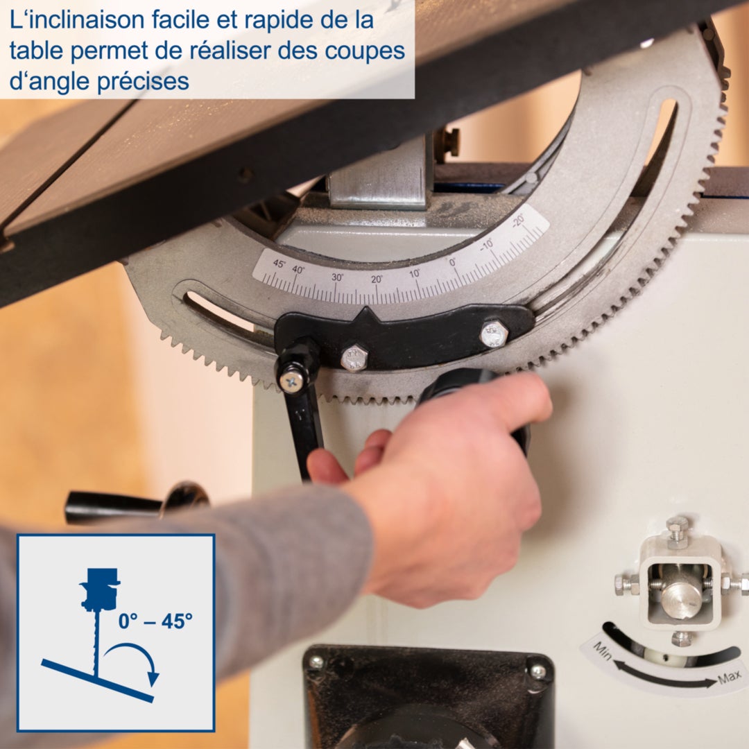 Scheppach Scie à ruban professionnelle BASA3 – 230 V – 800 W – Hauteur de coupe 205 mm – Largeur de coupe 306 mm – Vitesse 370-750 m/min - 8