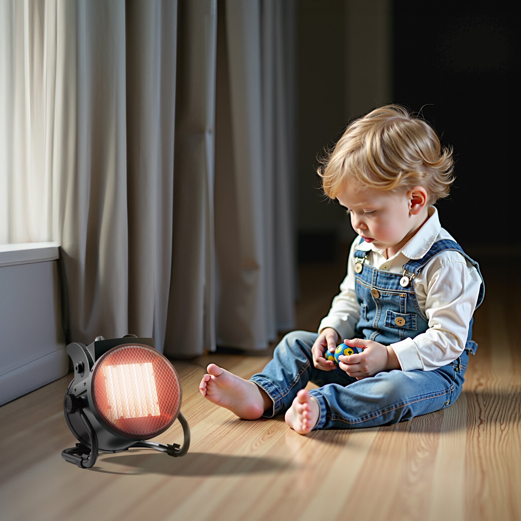 Wiltec Chauffage infrarouge Céramique 3kW 3000W Thermostat Radiateur 3 niveaux Réchauffement 40m² Salon Garage Cave Atelier - 7