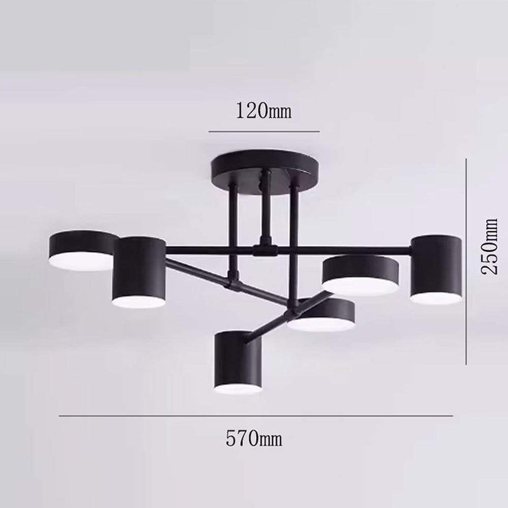 Kreatywny, nowoczesny żyrandol, półwpuszczana lampa sufitowa LED, dekoracyjny żyrandol do domu, światło trójkolorowe, czarny - 2