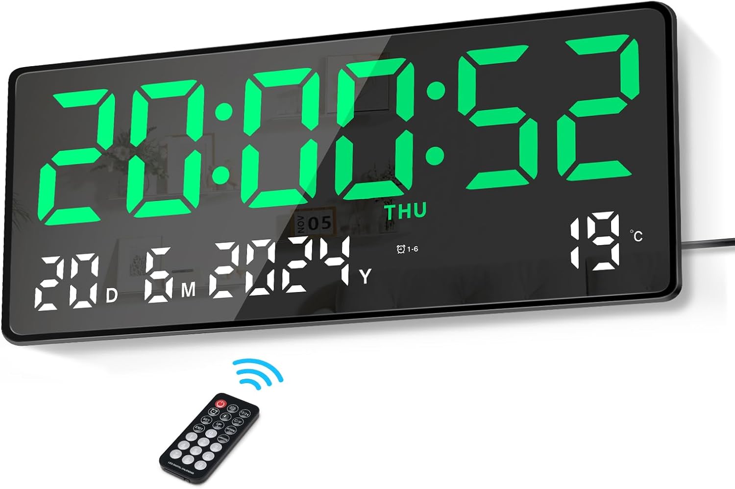 LATIO Ceas de perete digital LED de 15,5