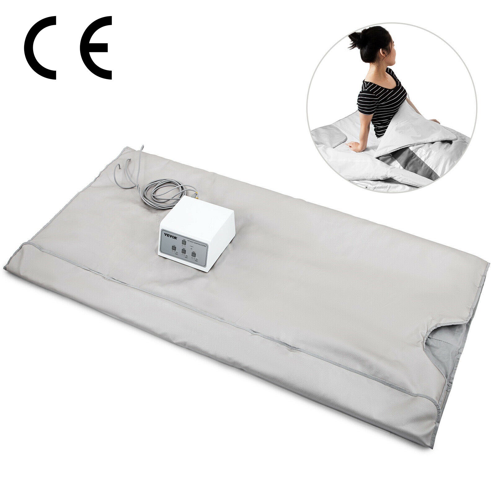 Couverture Sauna Portable Infrarouge VEVOR 180,3x90 cm Sauna Pliable Temperature Reglable 25-85°C Sauna Pliant Controleur Numerique a 3 Zones Chauffag - 8