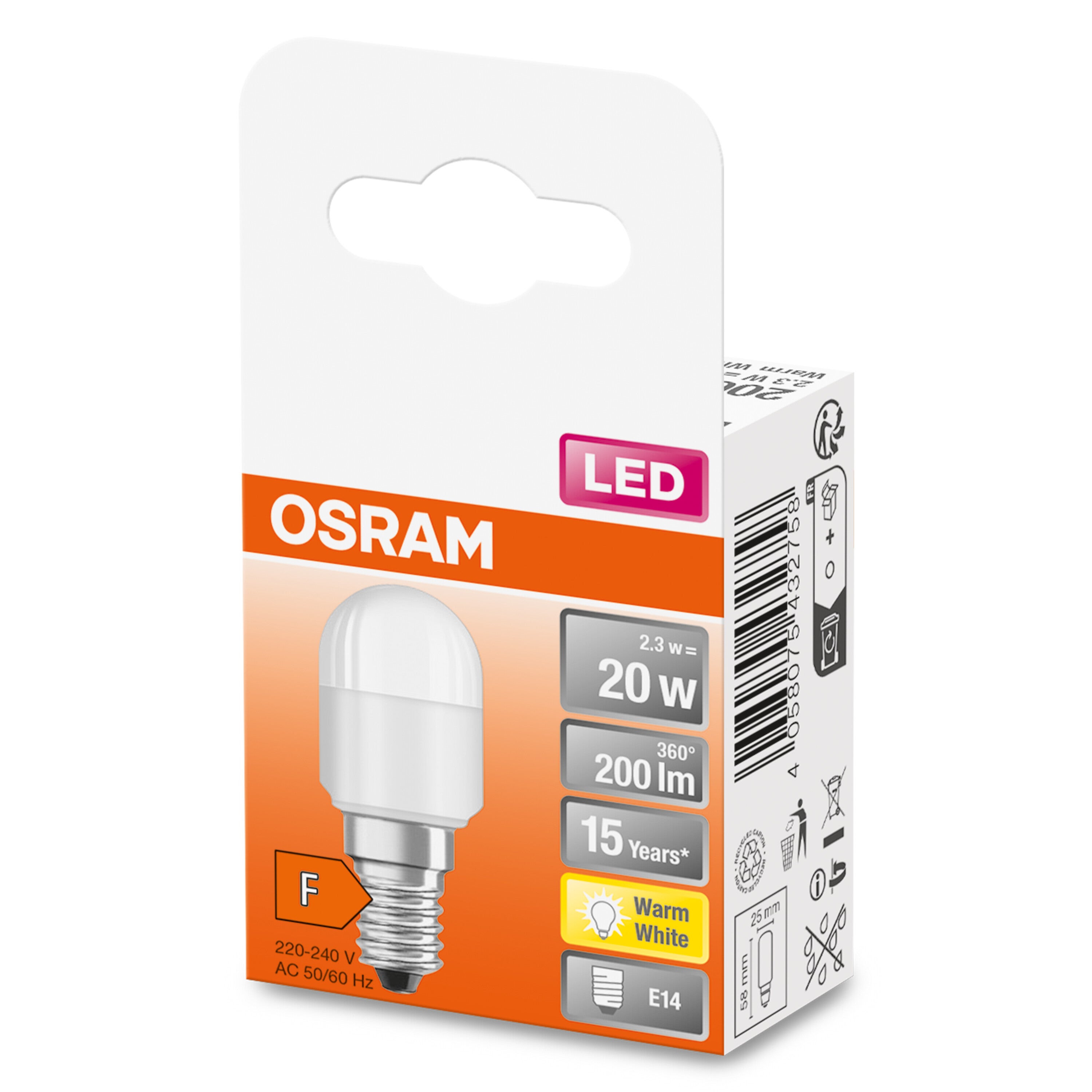 OSRAM LED SPECIAL T26 / Ampoule LED E14, 2,30 W, 20-W-remplacement, givré, Angle de rayonnement: 160 °, Warm White, 2700 K - 2