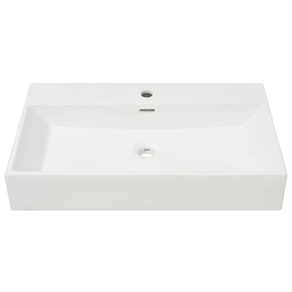 Lavabo con foro rubinetteria in ceramica 76x42,5 cm bianco 02_0002535 - 2