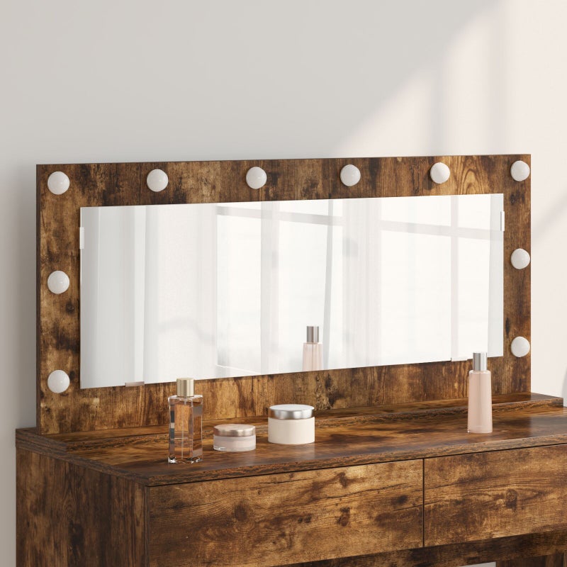 Zdjęcia - Lustro ścienne VidaXL Lustro toaletowe Ze LED Lights Dąb wędzony 100 x 45 x 18 cm