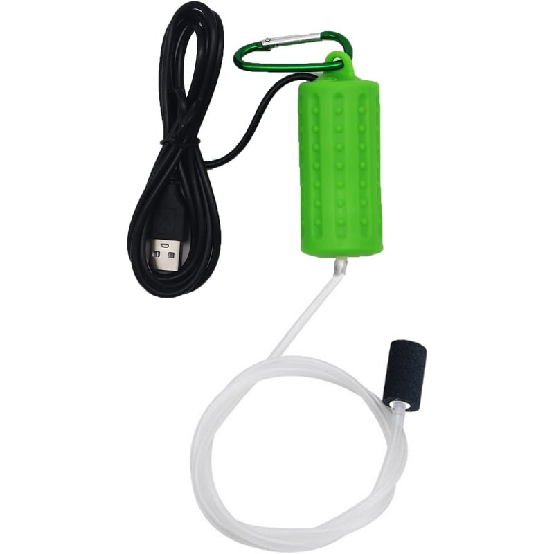 Miniaturowa pompa tlenowa USB, cicha pompa powietrza do akwarium, przenośna pompa tlenowa, odpowiednia do akwariów i zbiorników na ryby, jasnozielona