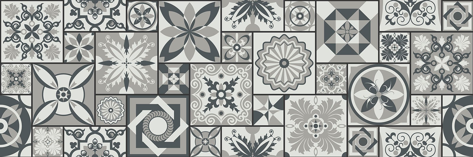 Crédence adhésive sticker décoratif pour cuisine - Effet carreaux de ciment - Adhésif BRILLANT - 60x180 cm - 2