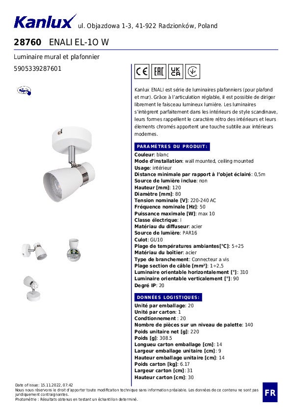 – Acciaio bianco – Orientabile Ø Ø80mm - 6