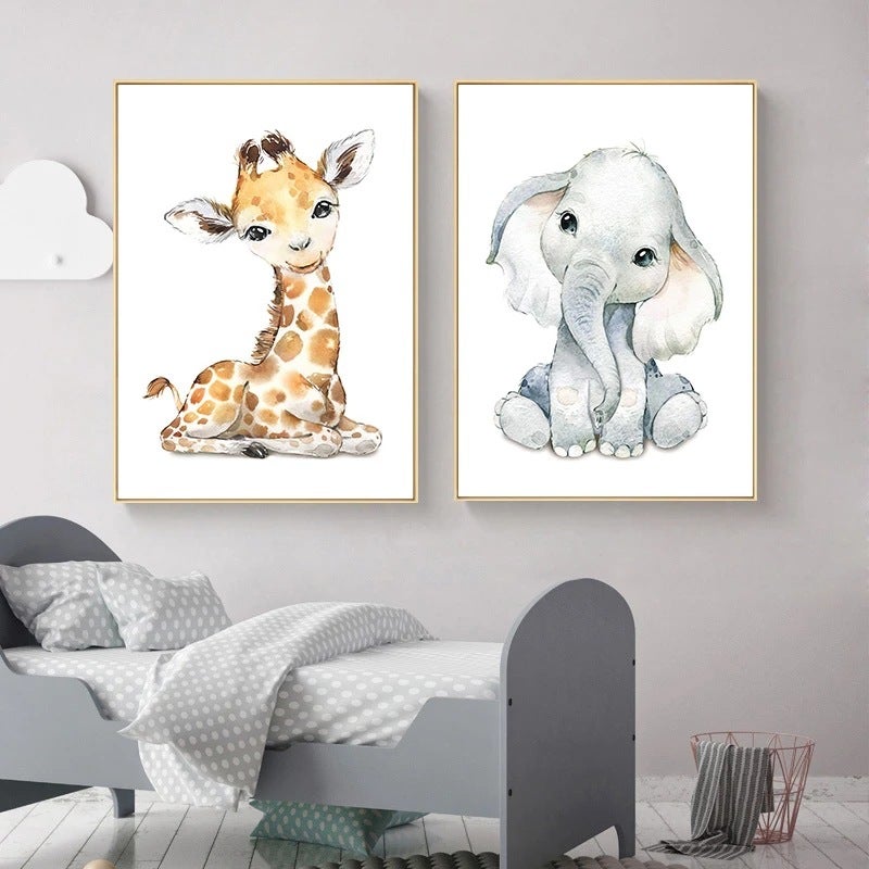 Lot de 4 Affiches Chambre Bébé - Format A4 Tigre & Girafe Zèbre, 21*30cm. - 3