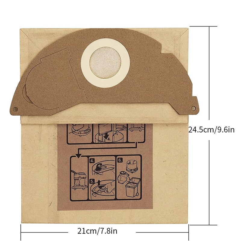 15 Sacchetti Filtro Compatibili Per Aspirapolvere Karcher WD2, MV2 E Serie A2000-A2099, Modello 6.904-322.0