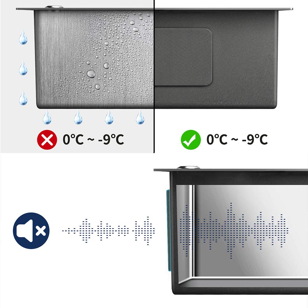 AuraLum Max Évier Cuisine 1 Bac en Acier Inoxydable 304 Brossé 45x45CM Évier encastré et à Poser Évier avec Trou de Montage pour Robinet,EU Modèle - 3