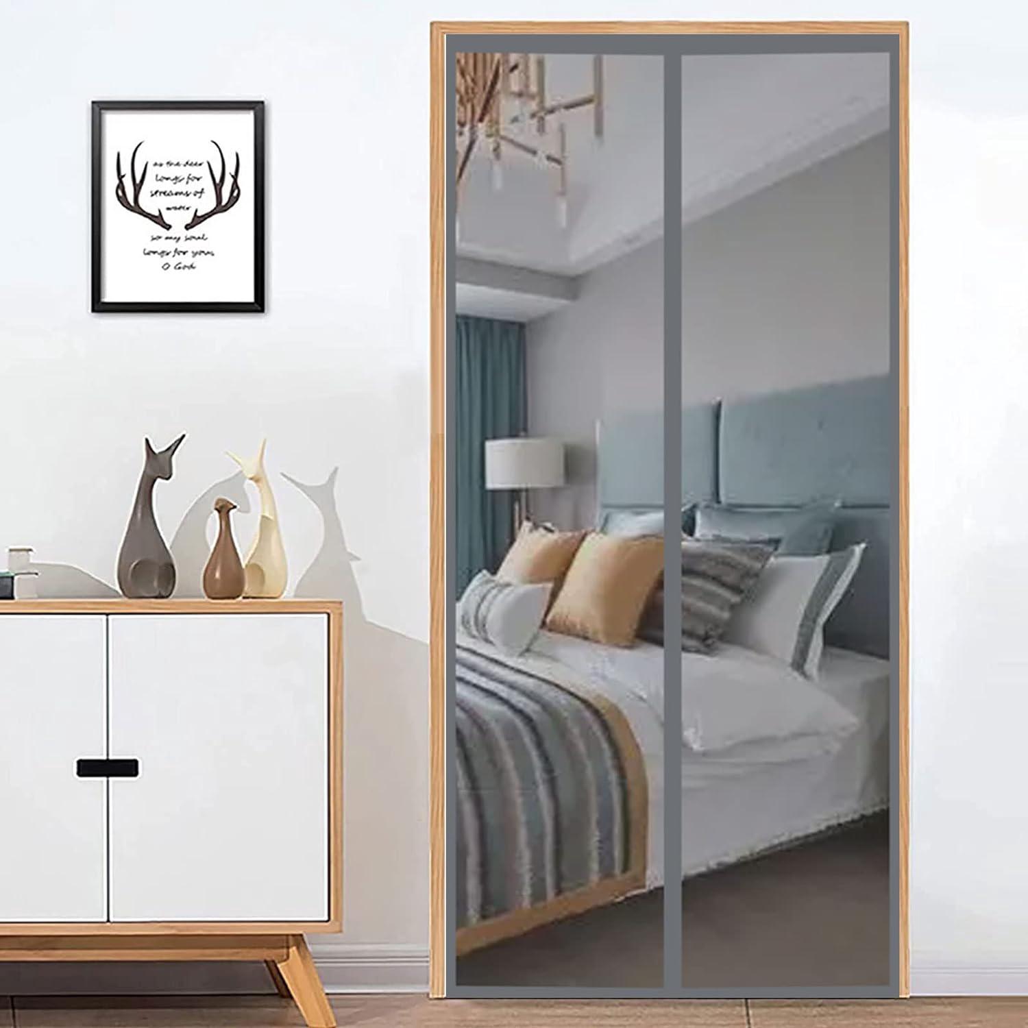 Puerta mosquitera magnética con cierre automático, malla antimosquitos, cortina mosquitera magnética para pasillos, 80 x 200 cm, gris