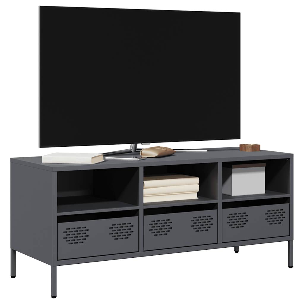 VidaXL Mobile TV Antracite 100.5x39x60.5 Cm – Supporto TV Con Credenza In Acciaio, Design Industriale, Per Soggiorno E Camera Da Letto