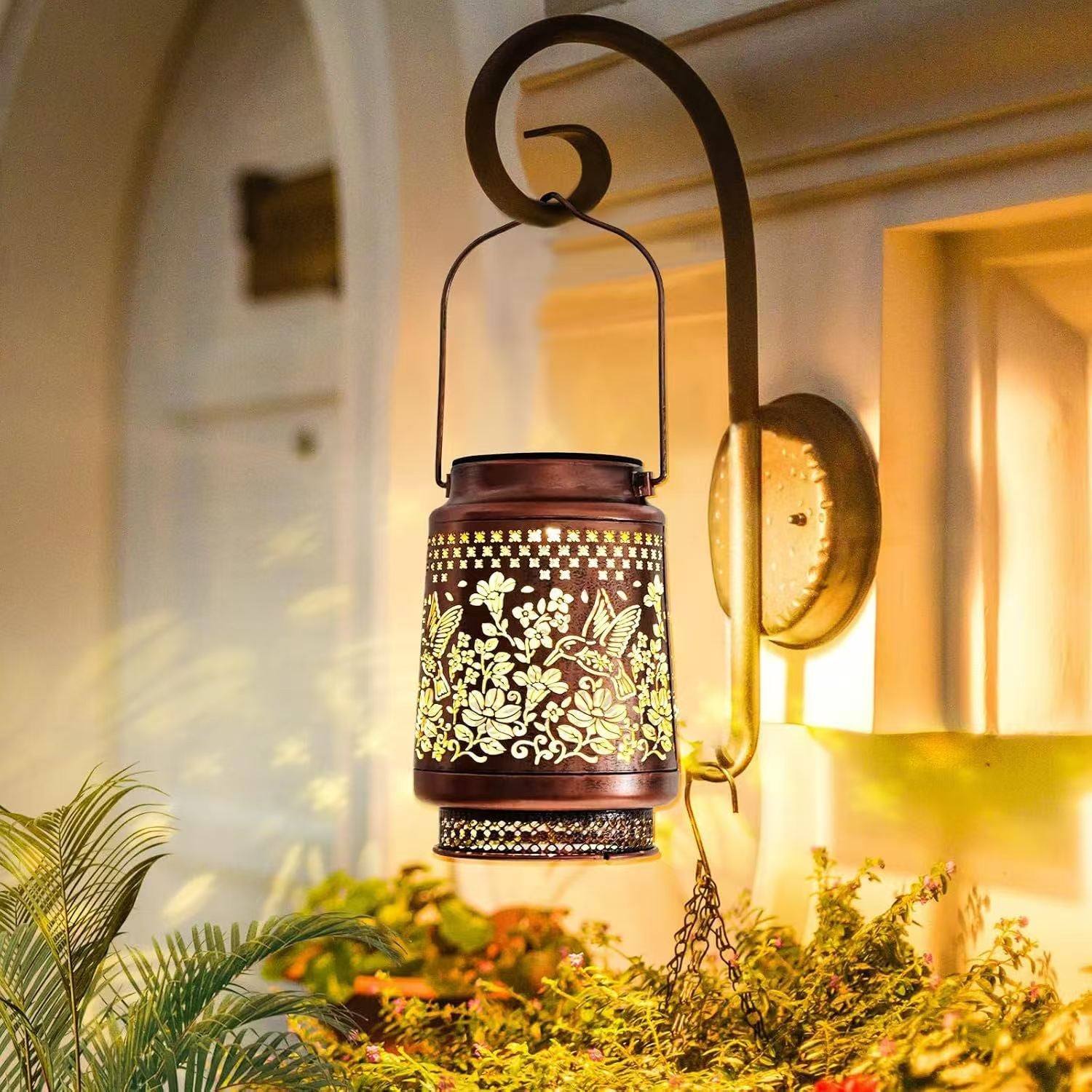 2 Lanterne Solari Da Esterno A Forma Di Colibrì – In Vetro Colorato E Metallo, Impermeabili IP44, Ricaricabili, Per Giardino E Terrazzo - 2